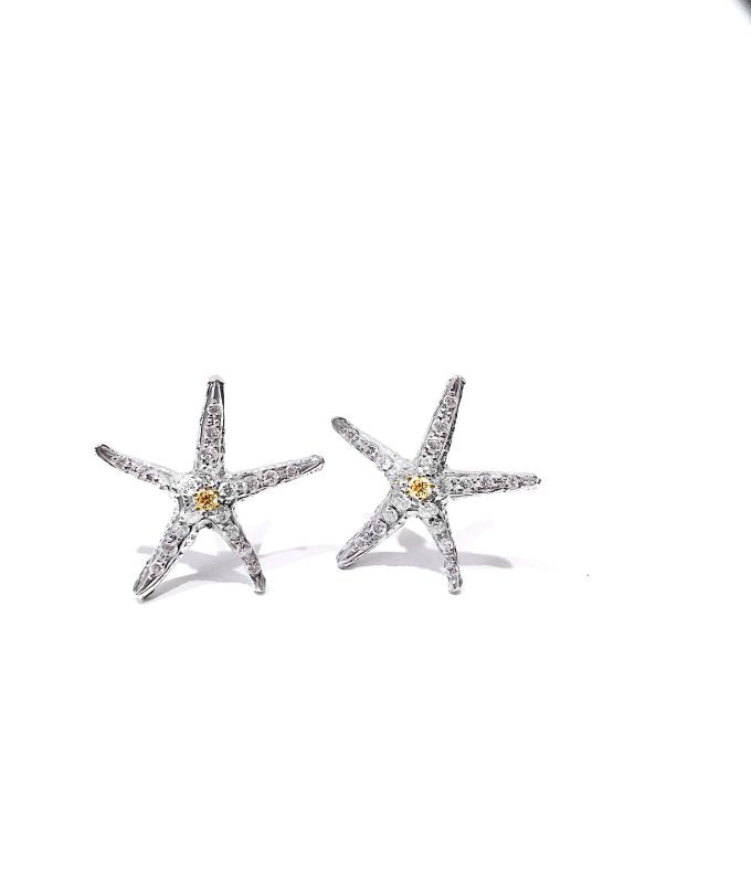 Stars Earrings with Canary Diamonds