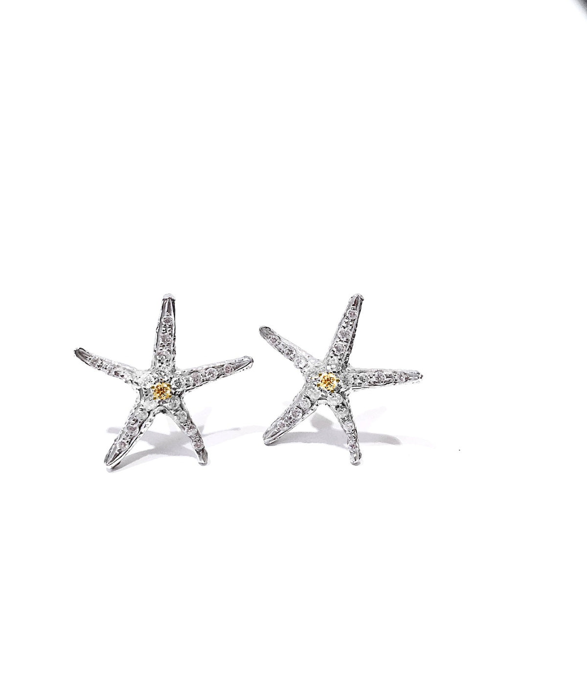 Stars Earrings with Canary Diamonds