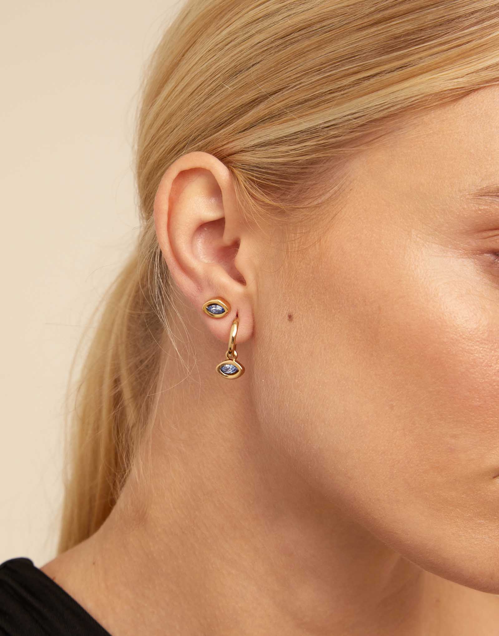 Single Stud Earring With Blue Stone