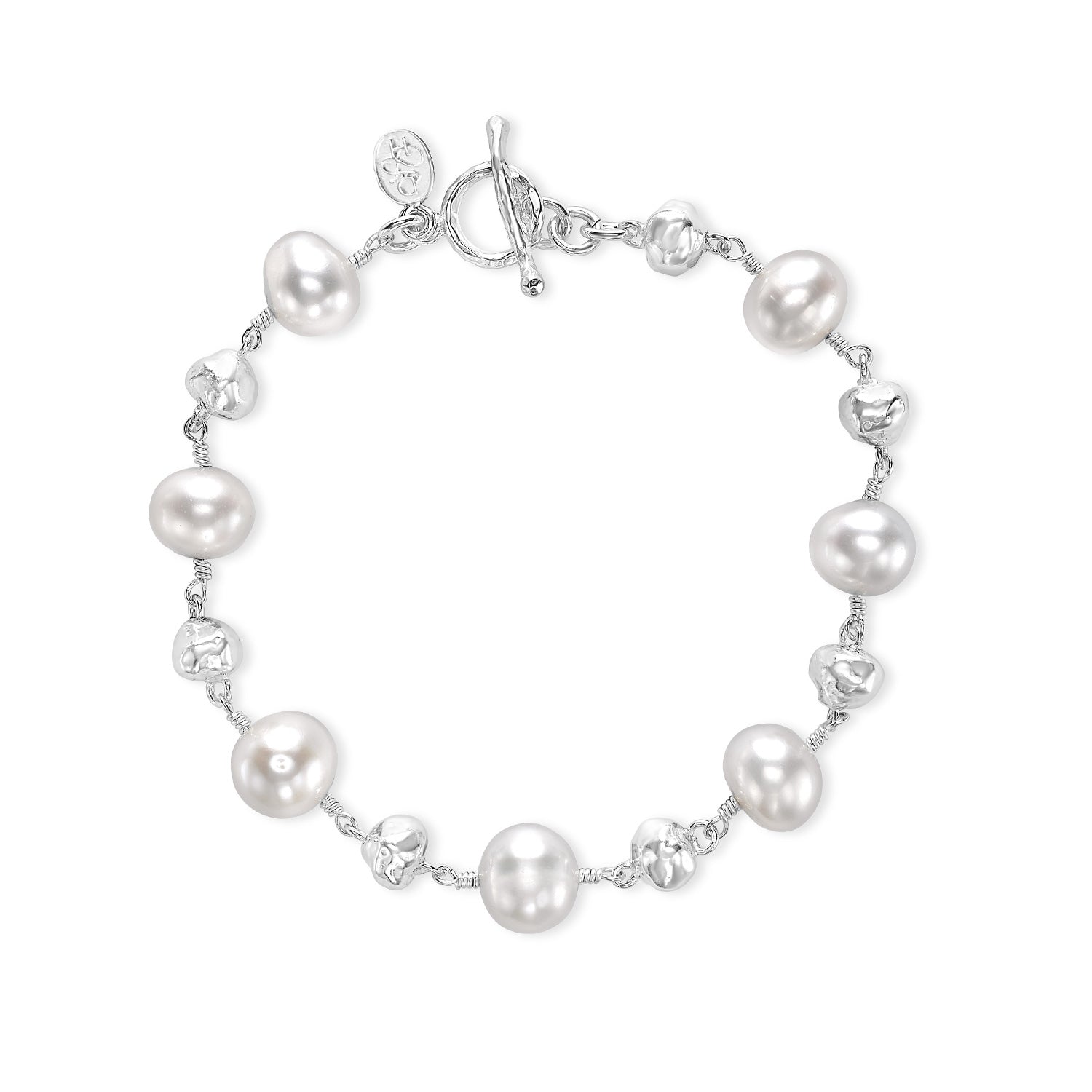 Nugget & White Freshwater Pearl Bracelet
