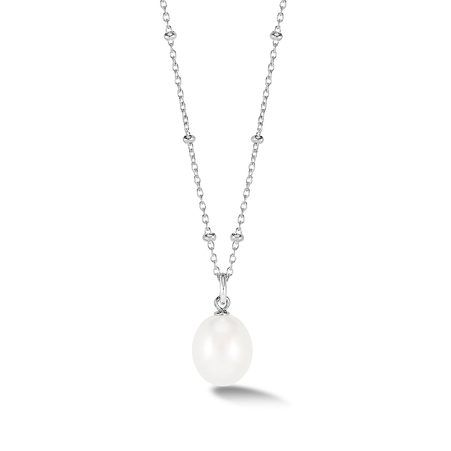 Timeless Adjustable 10mm Oval White Freshwater Pearl Pendant