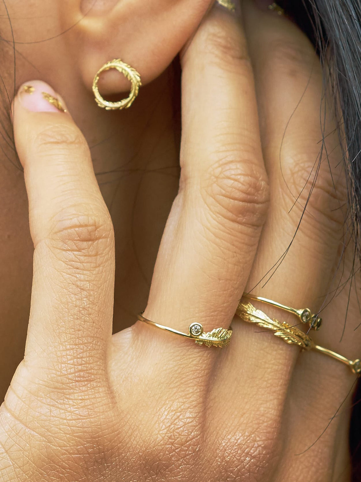 Plume Feather & Champagne Diamond Ring