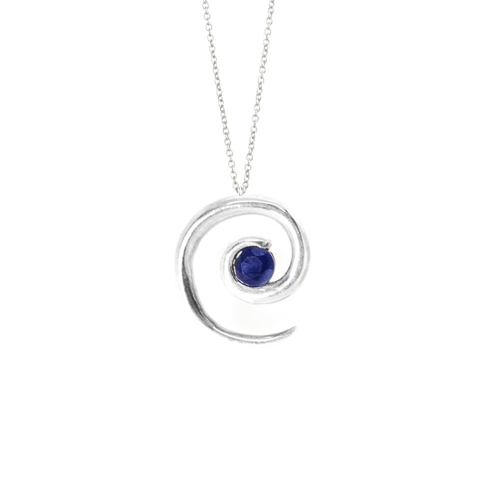 Sterling Silver Spiral Sapphire Necklace