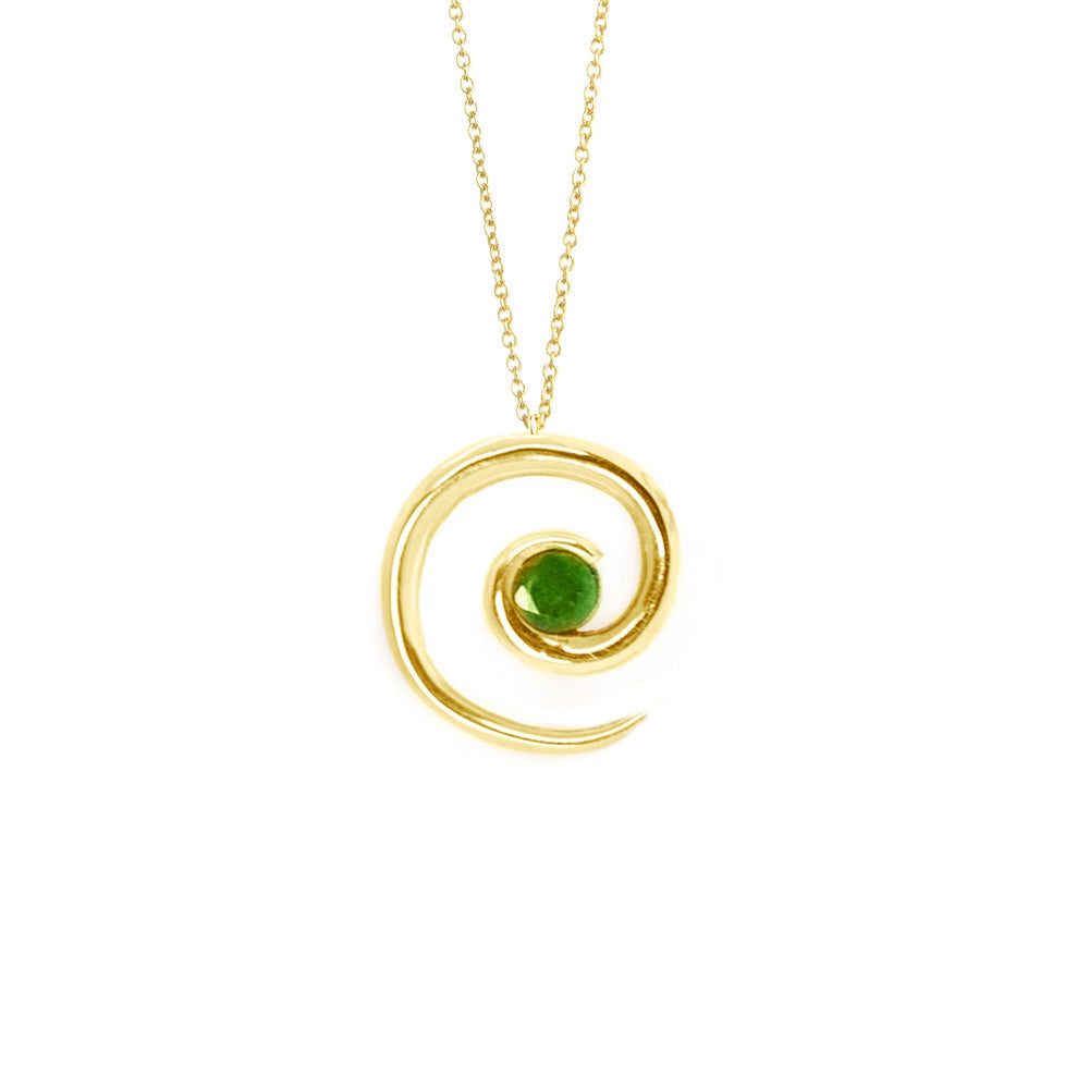 Yellow Gold Vermeil Spiral Emerald Necklace