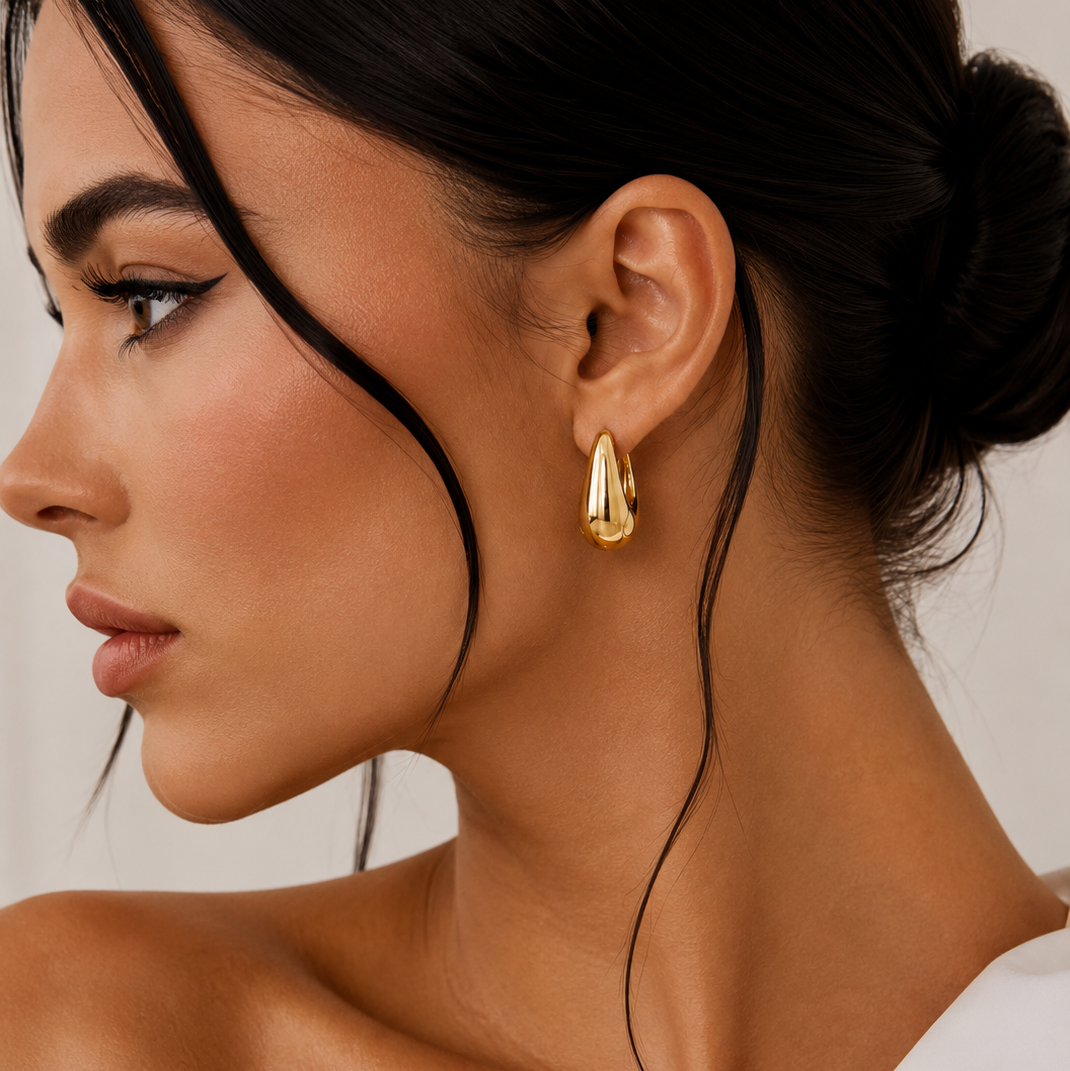 Pompidou Chunky Teardrop Hoop Earrings