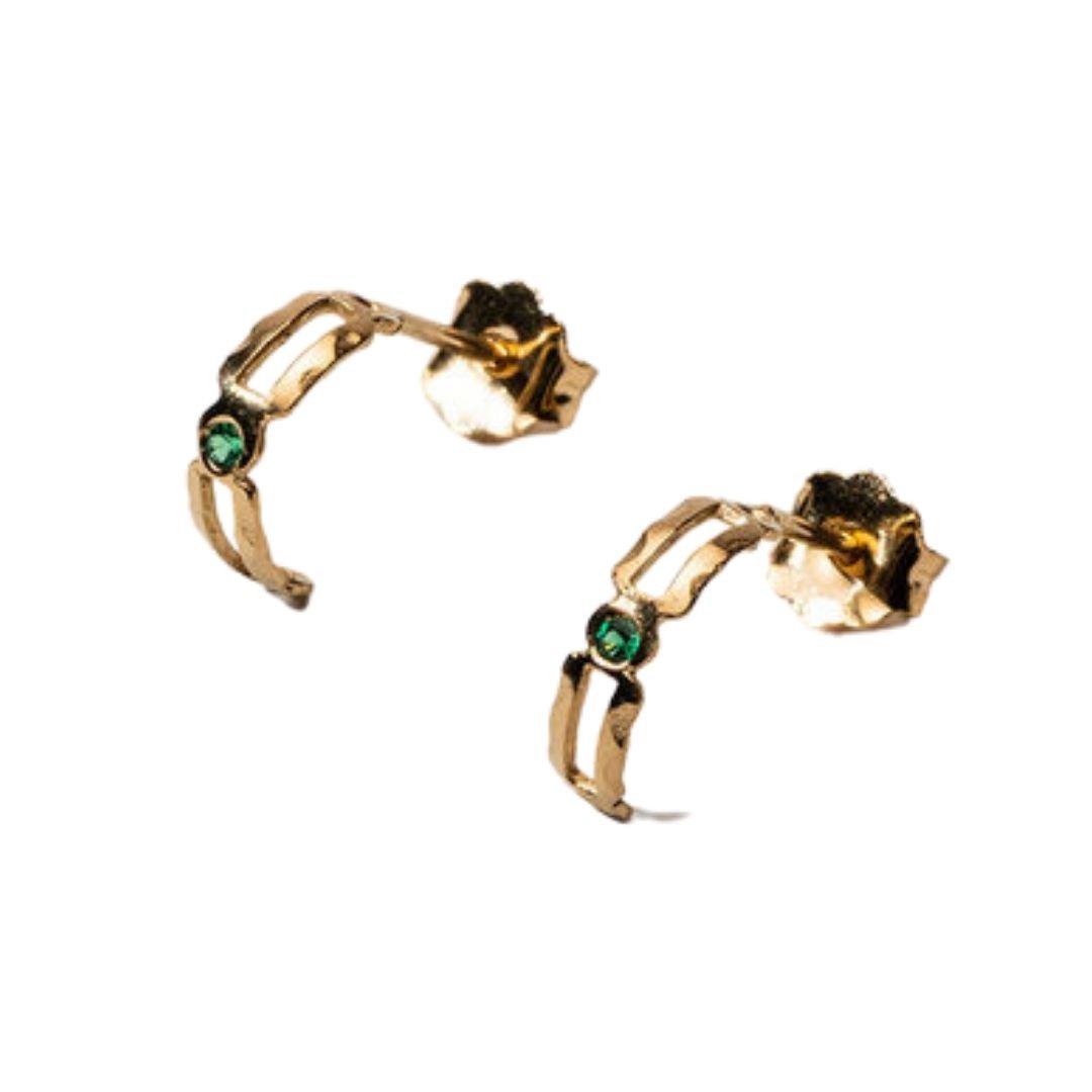 alma-mini-hoop-green-earrings