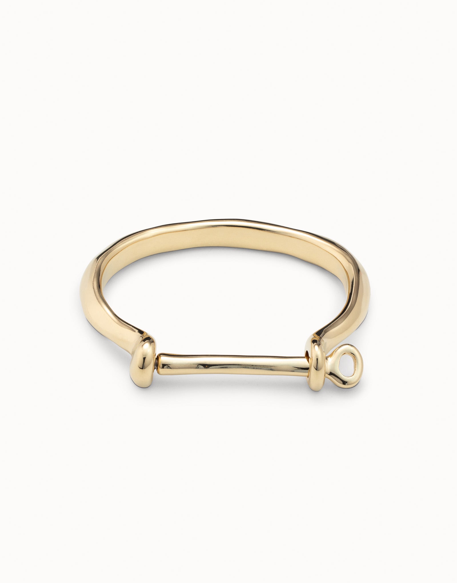 Bangle bracelet with a shackle shaped clasp