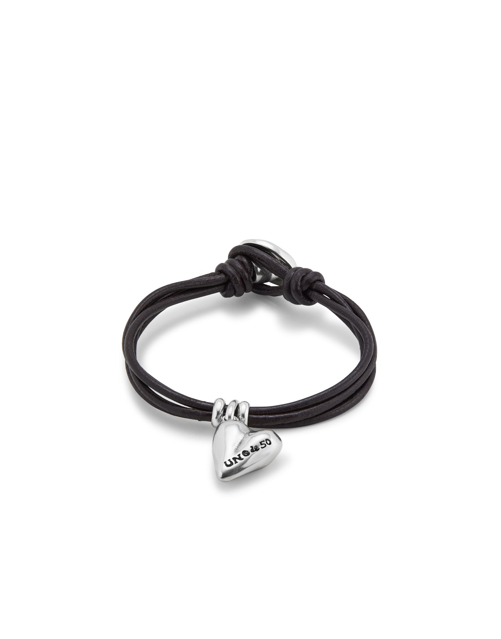 Leather bracelet with a heart charm