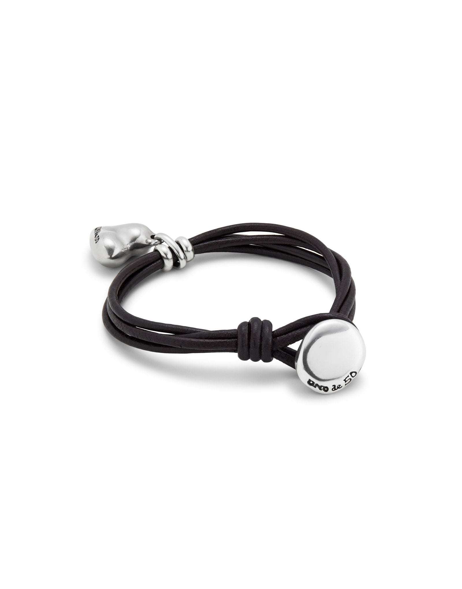 Leather bracelet with a heart charm
