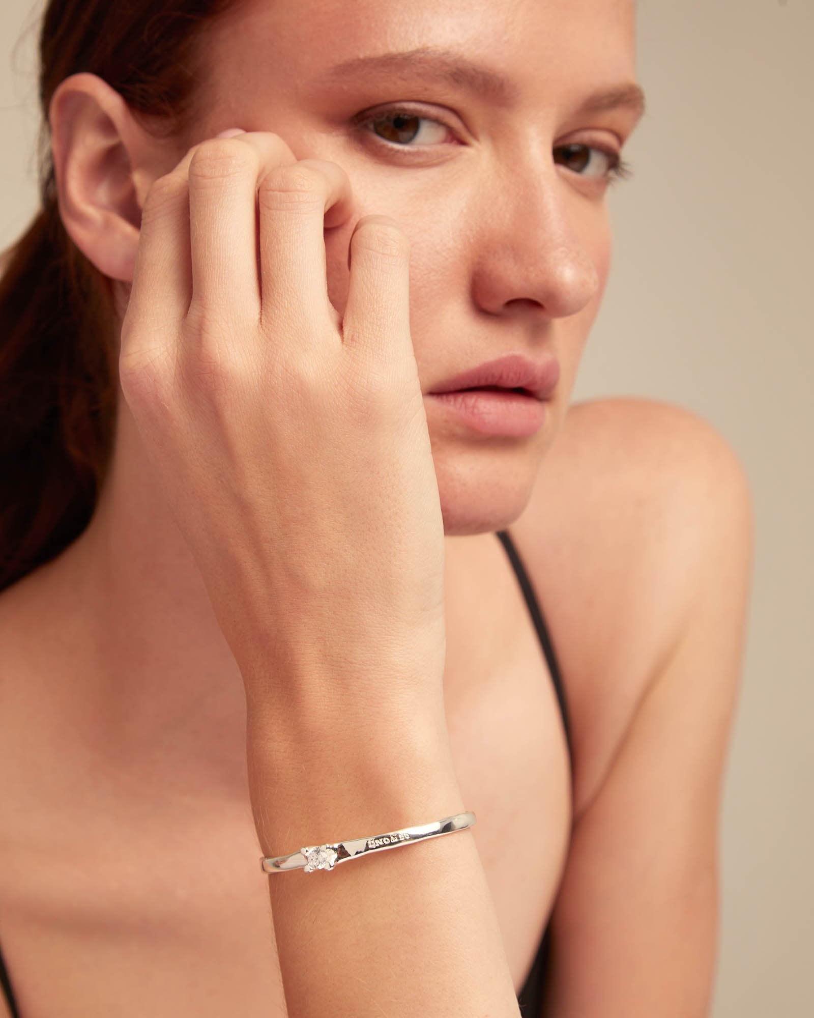 Cuff bracelet with blue cubic zirconia