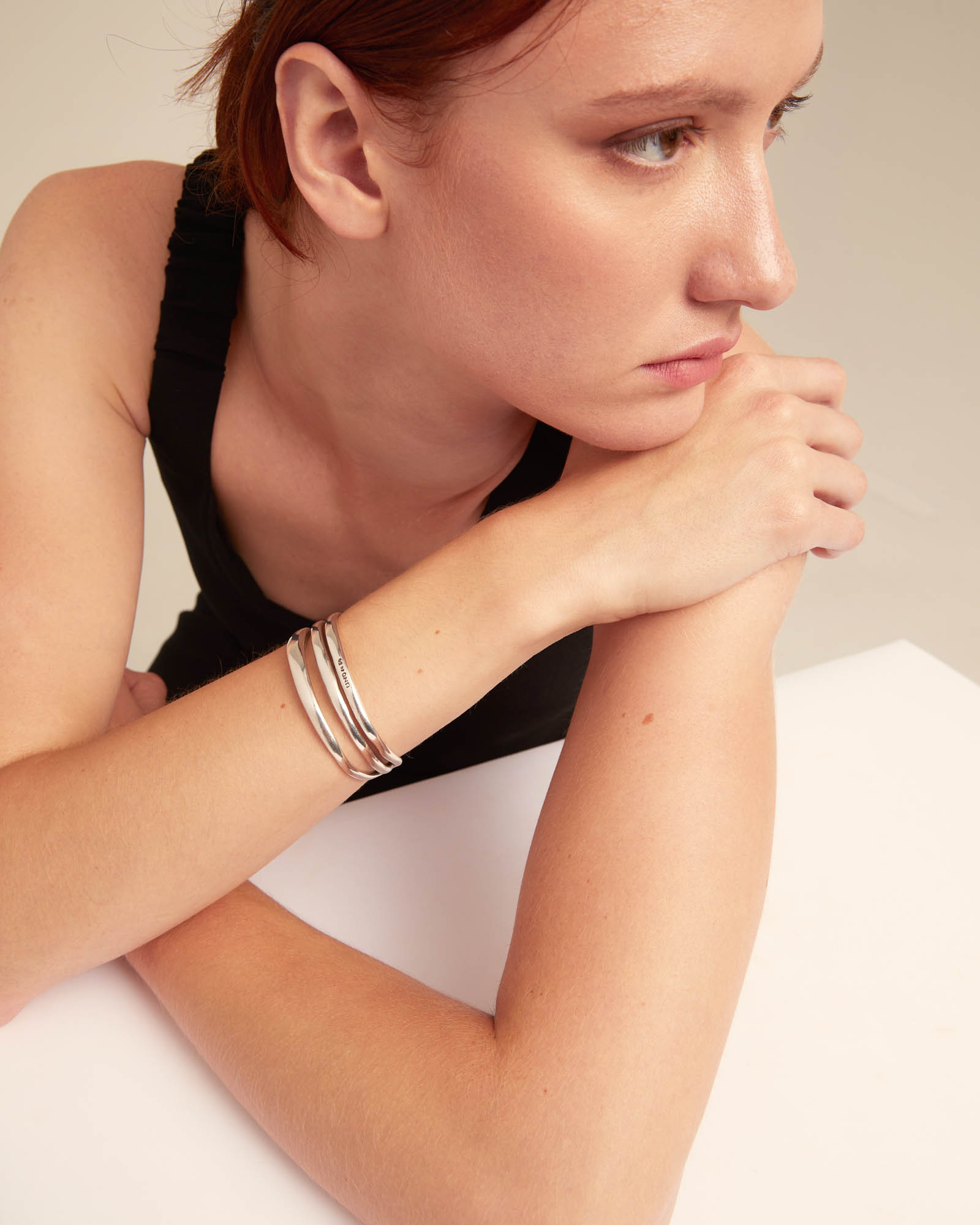 Triple strand cuff bracelet