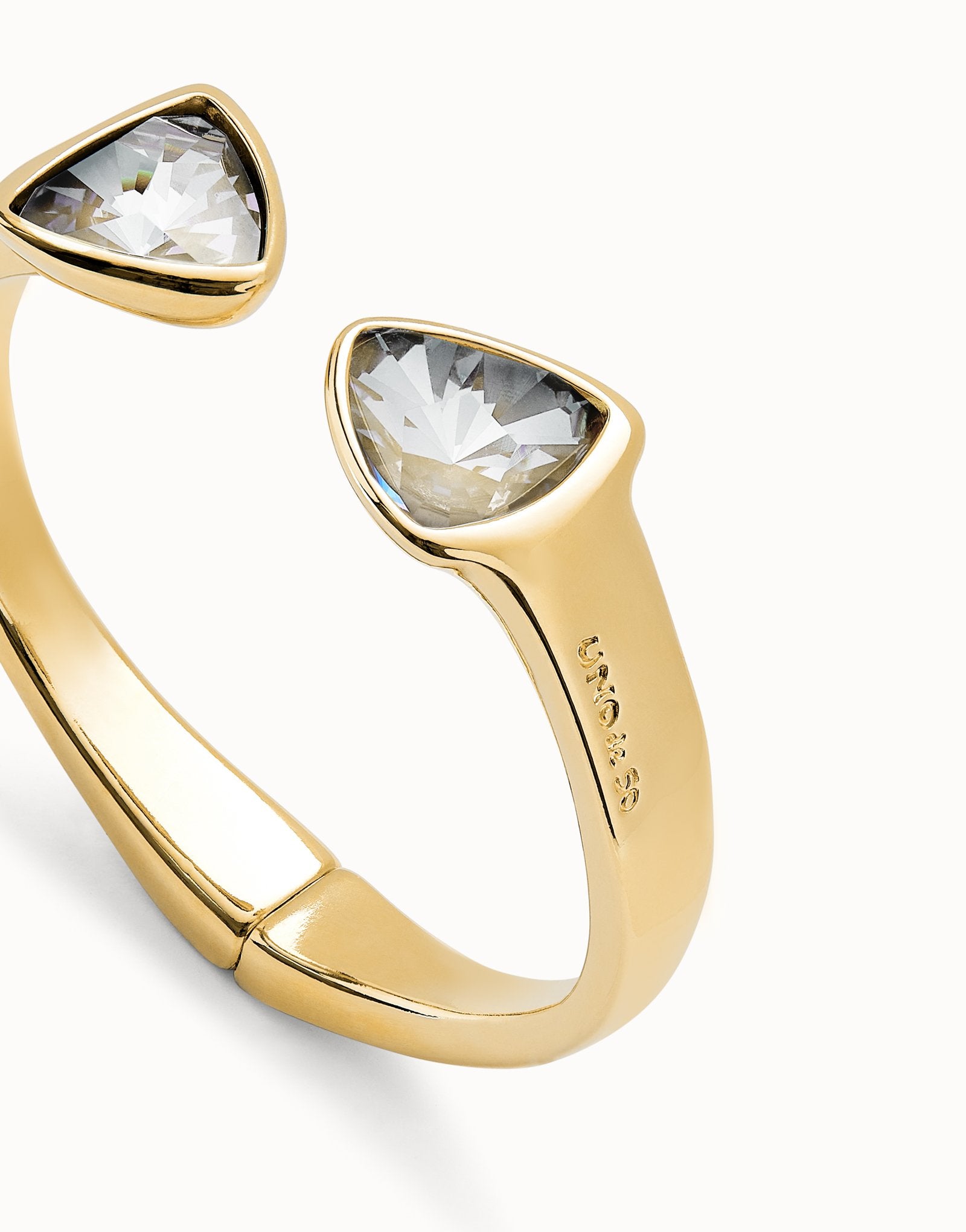 Bangle bracelet with two multicolored crystals