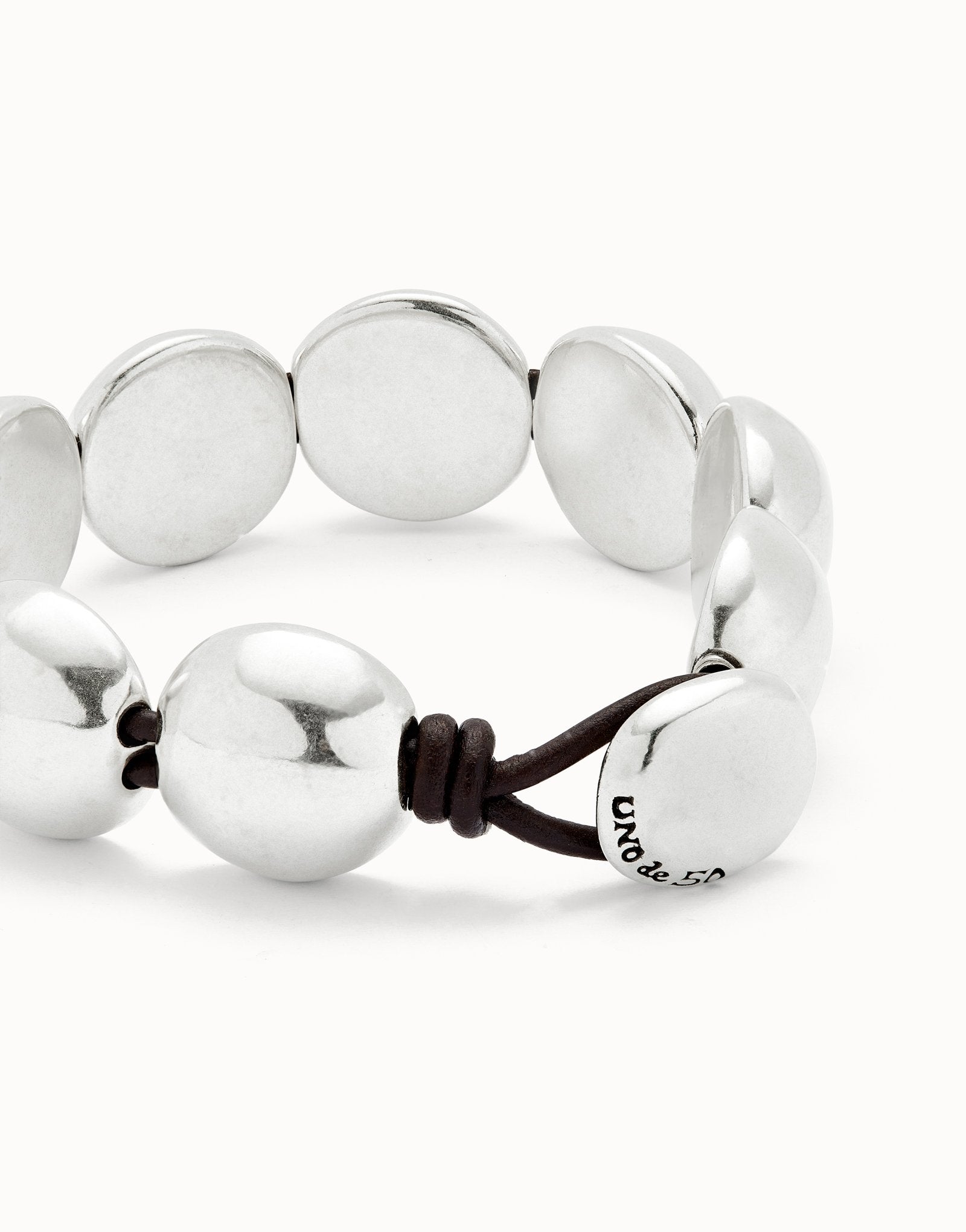 Leather bracelet with large round beads