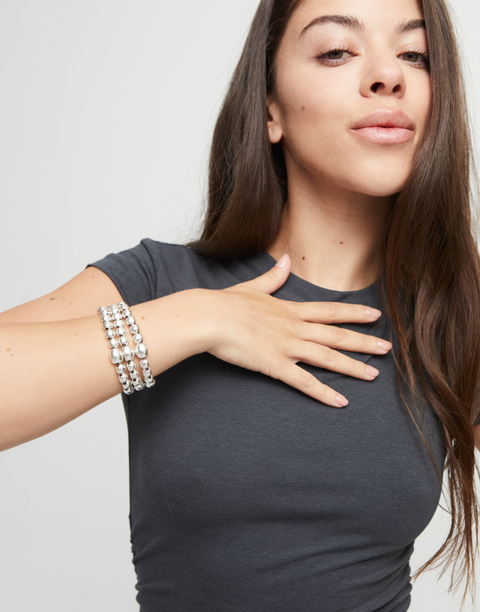 Three strand beaded leather bracelet