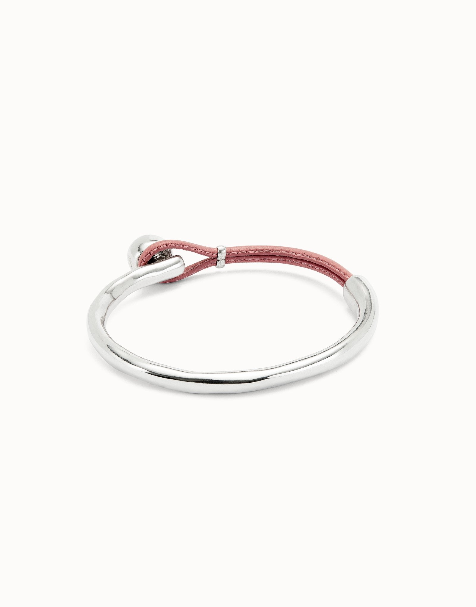Bangle bracelet with pink leather