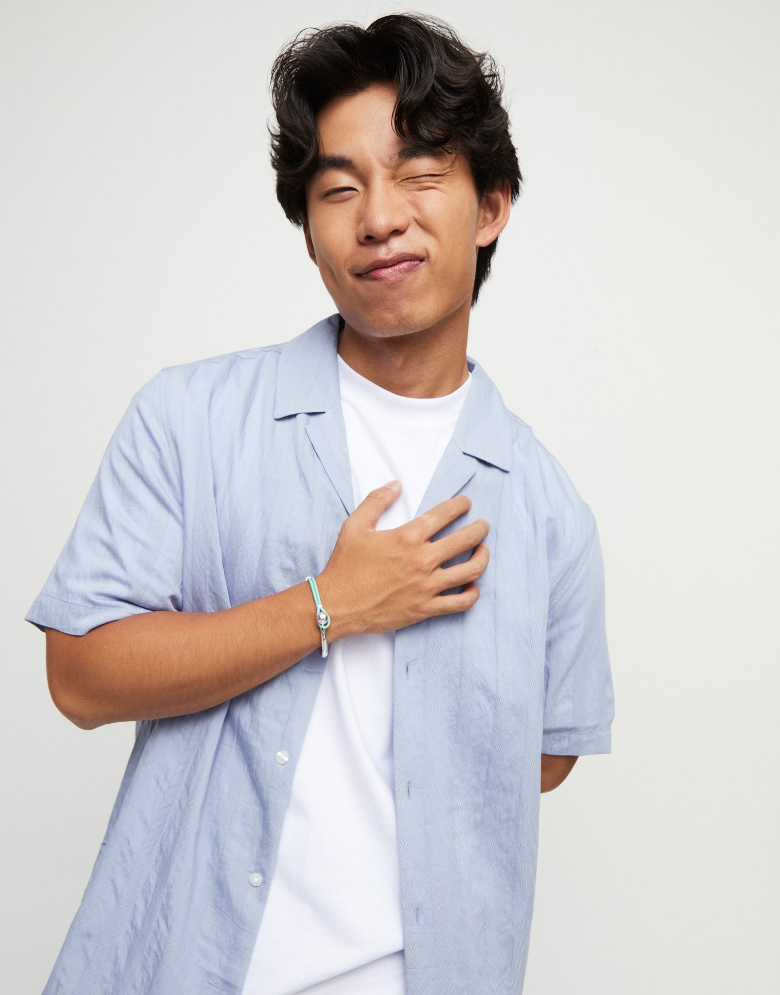 Bangle bracelet with turquoise leather