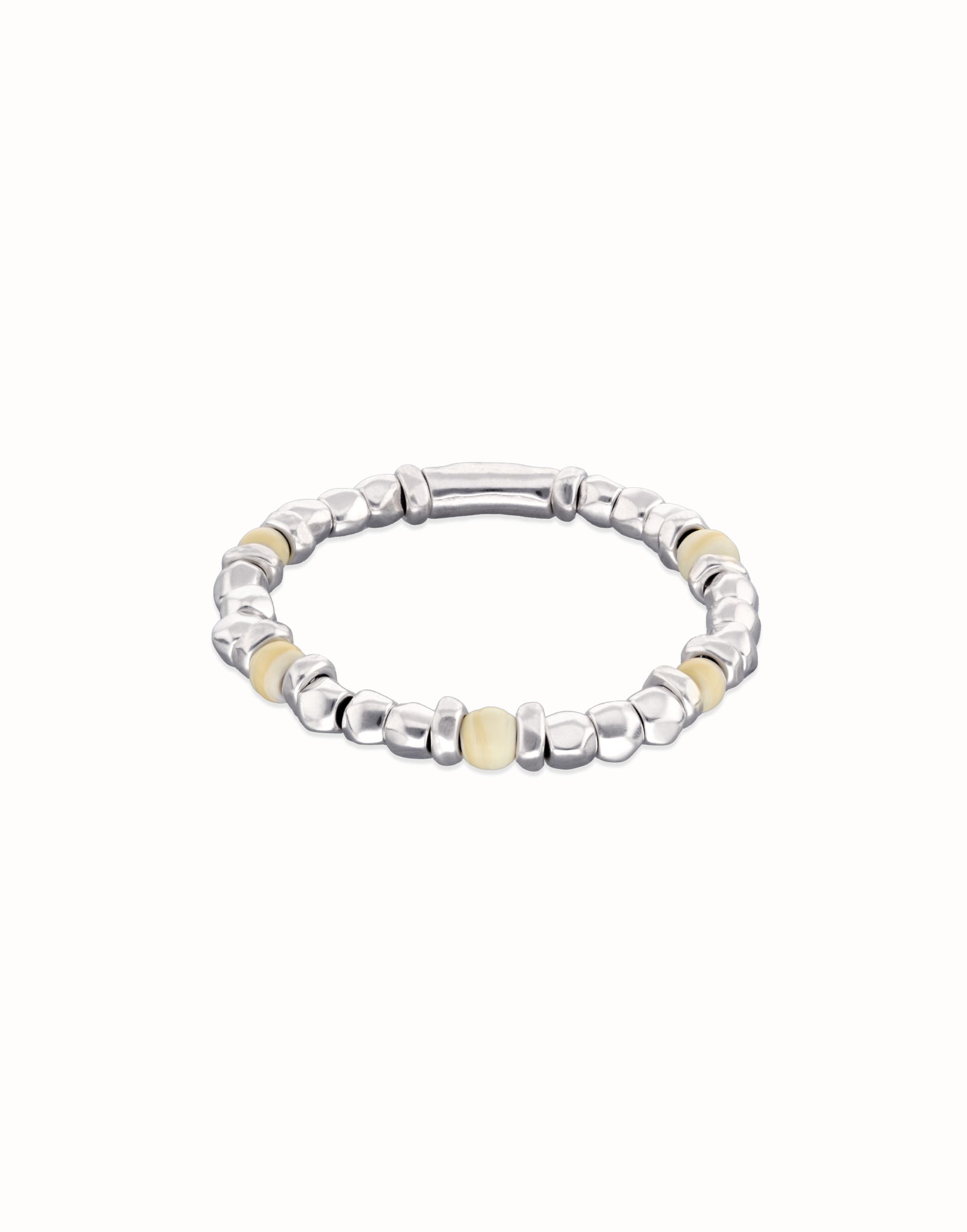 Beaded bracelet with silver and ivory beads