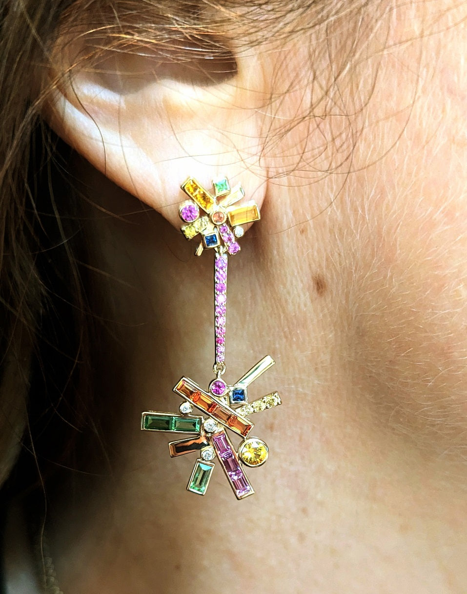 Starburst Long Double Burst Earrings