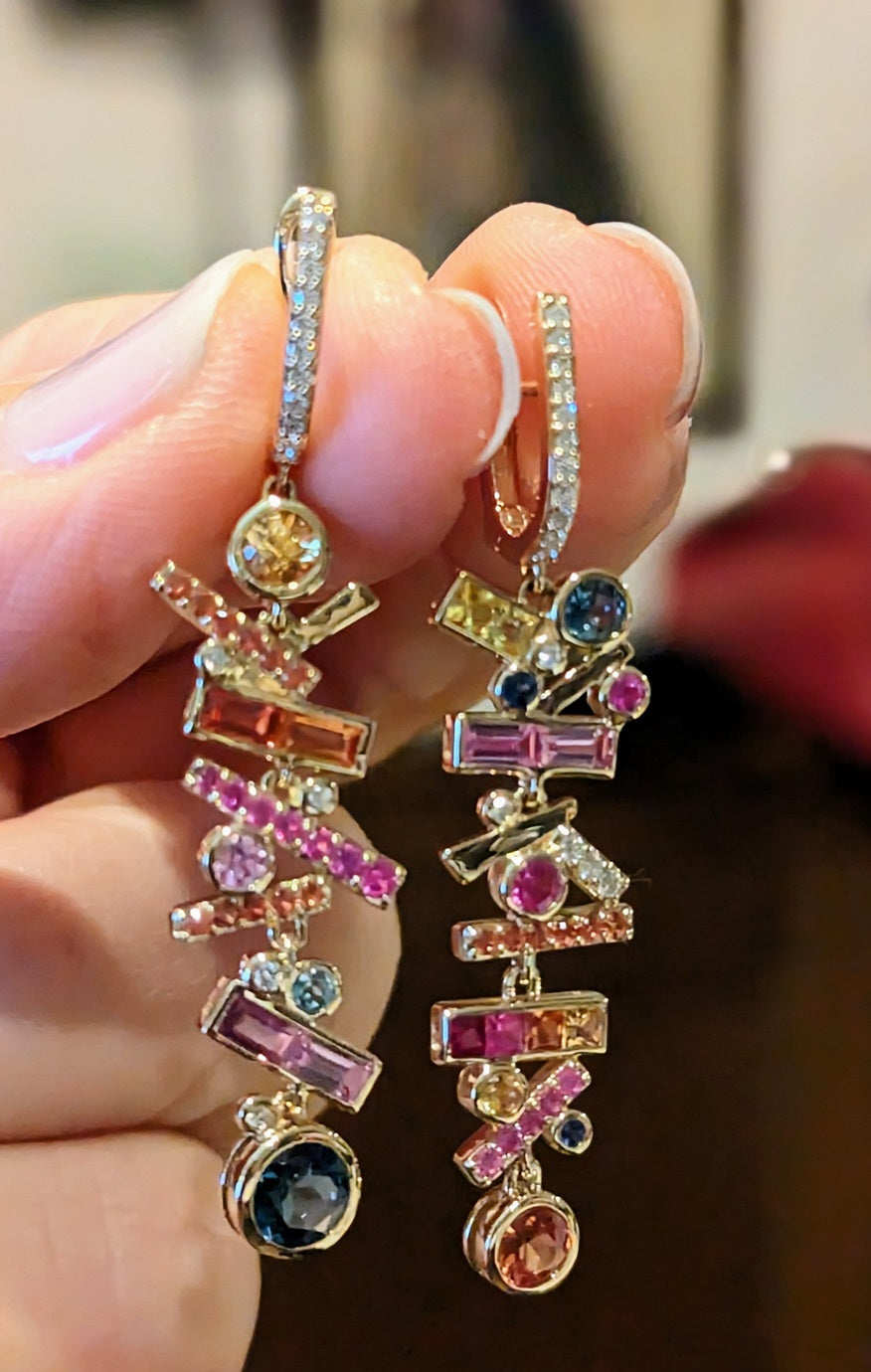 Falling Stars Multi-Color Dangle Earring