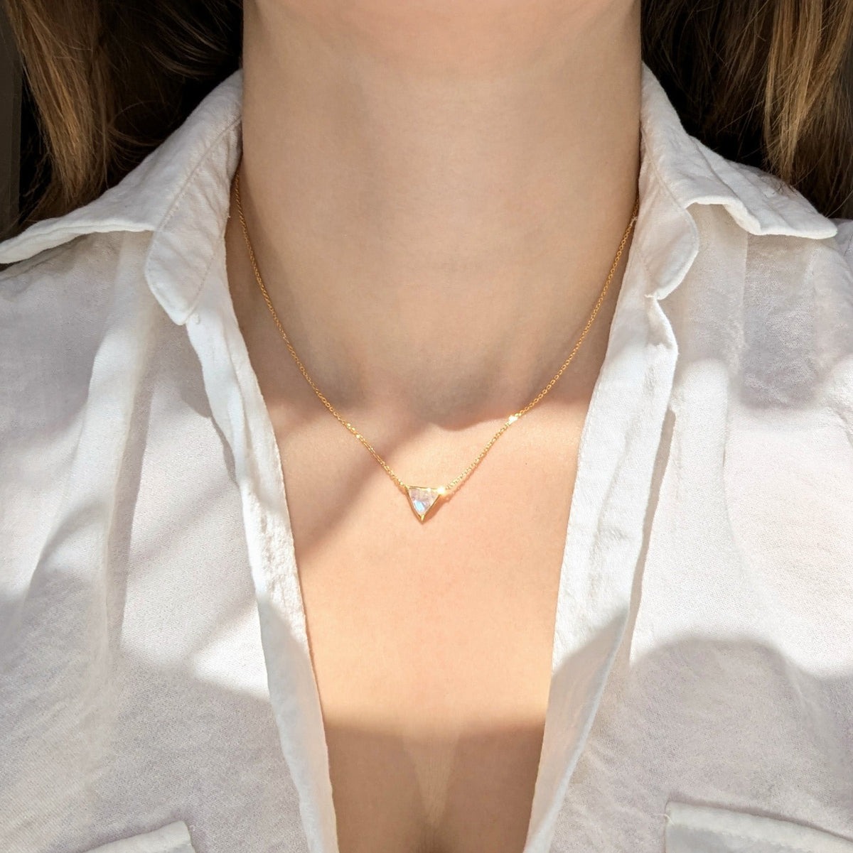 Icon Moonstone Triangle Necklace