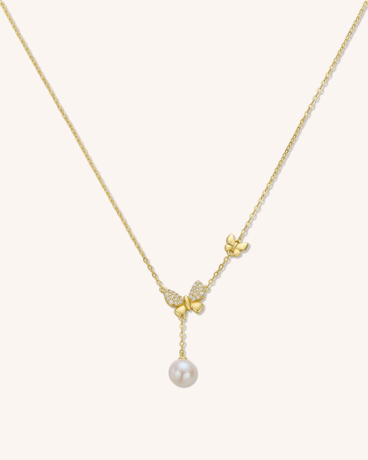 Two Butterfly Pearl Necklace