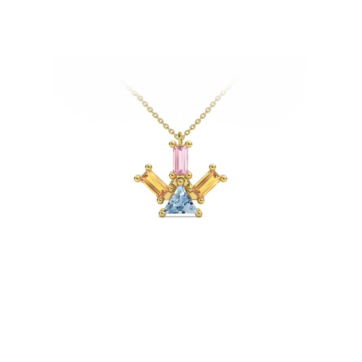 PYRAMID RAY BLUE TOPAZ NECKLACE