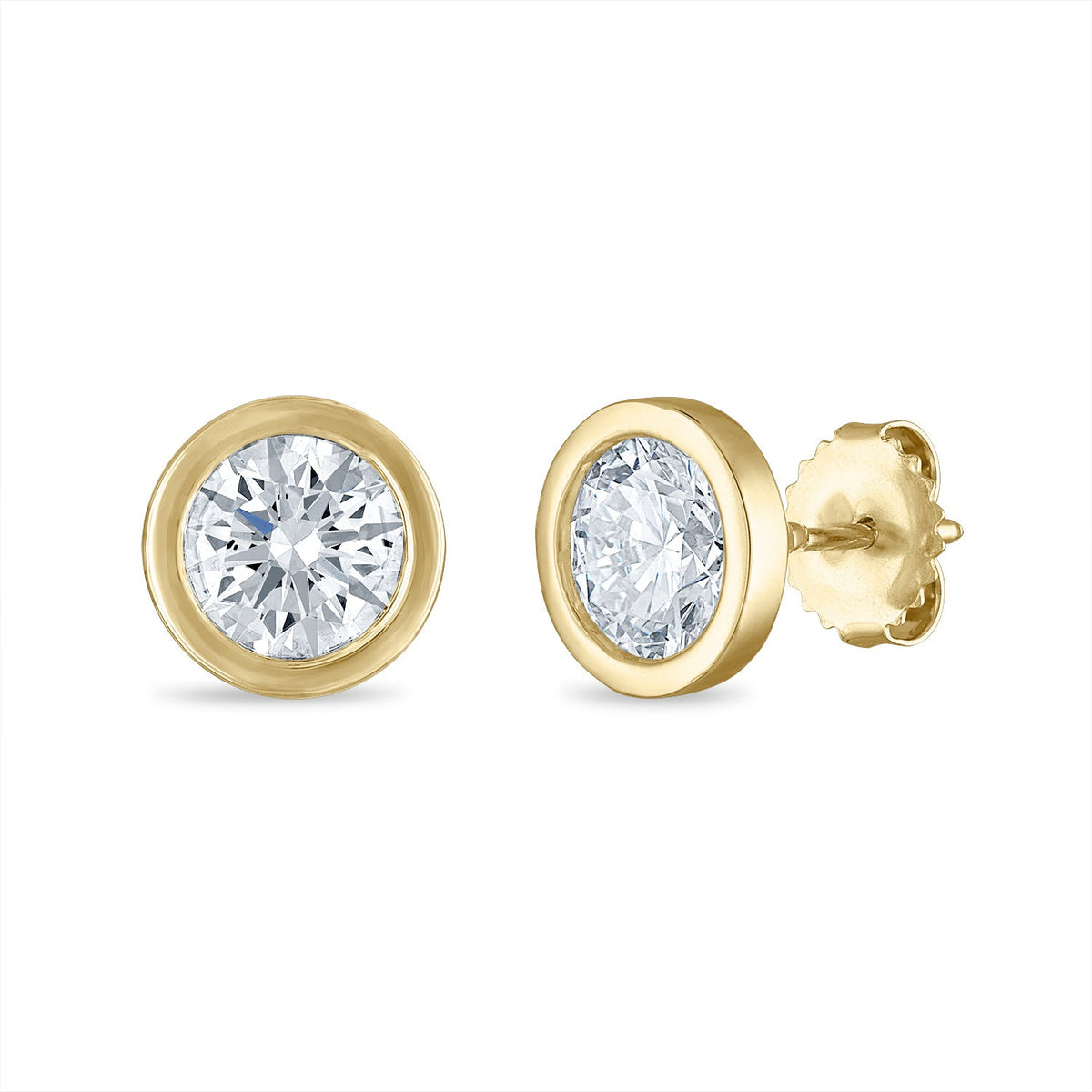 Palazzo Bezel Set Lab Created 4 Carat Diamond Studs