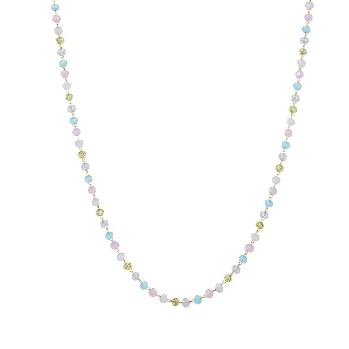 Pastel Multicolor Bead Necklace Waterproof