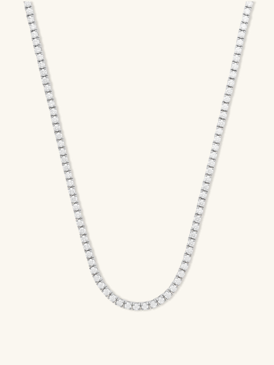 Pave 925 Sterling Silver Tennis Necklace