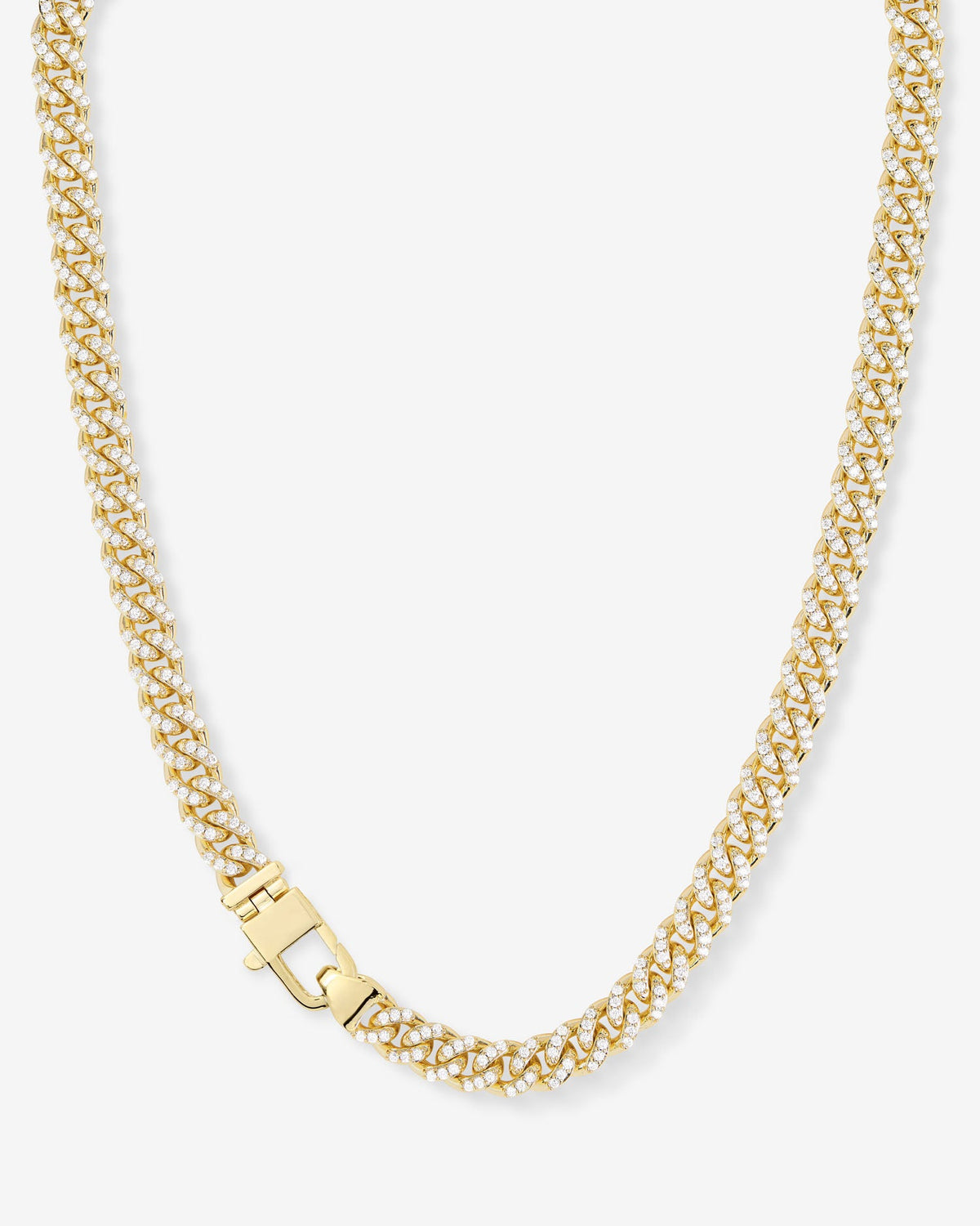 Pavé Julian Cuban Chain Necklace 6.8mm - Gold|White Diamondettes