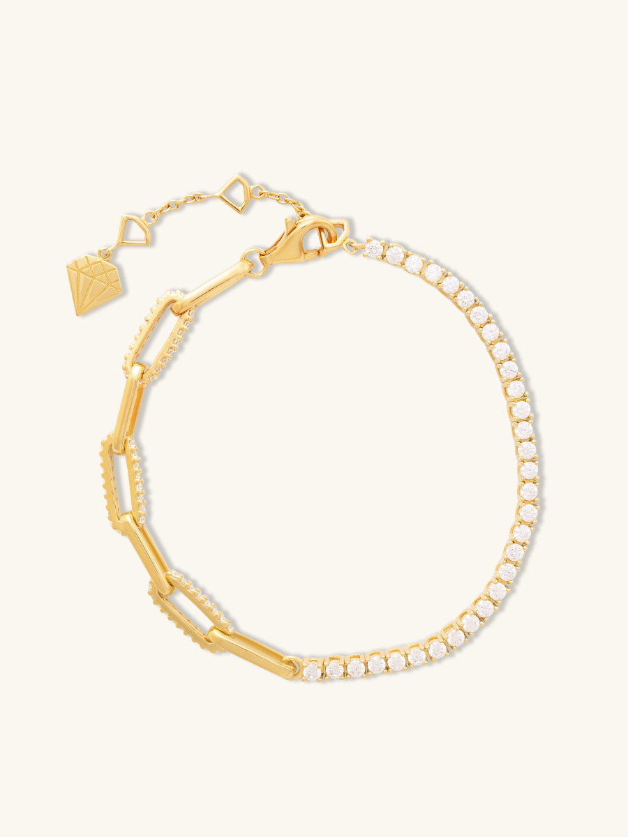 Pave Link Chain 14K Gold Vermeil Tennis Bracelet