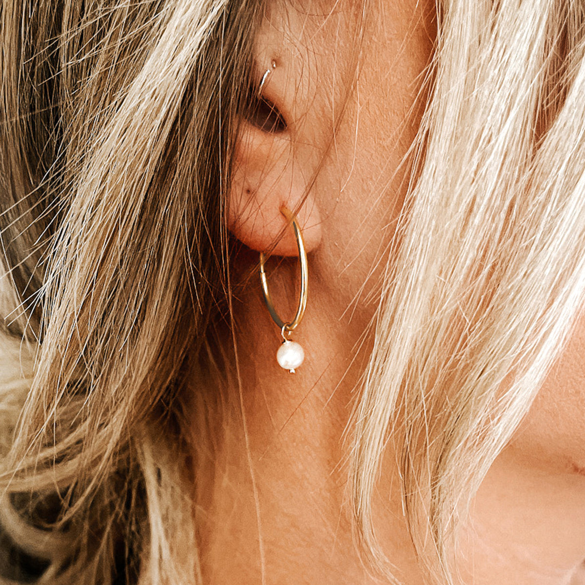 Pearl Hoop Earrings