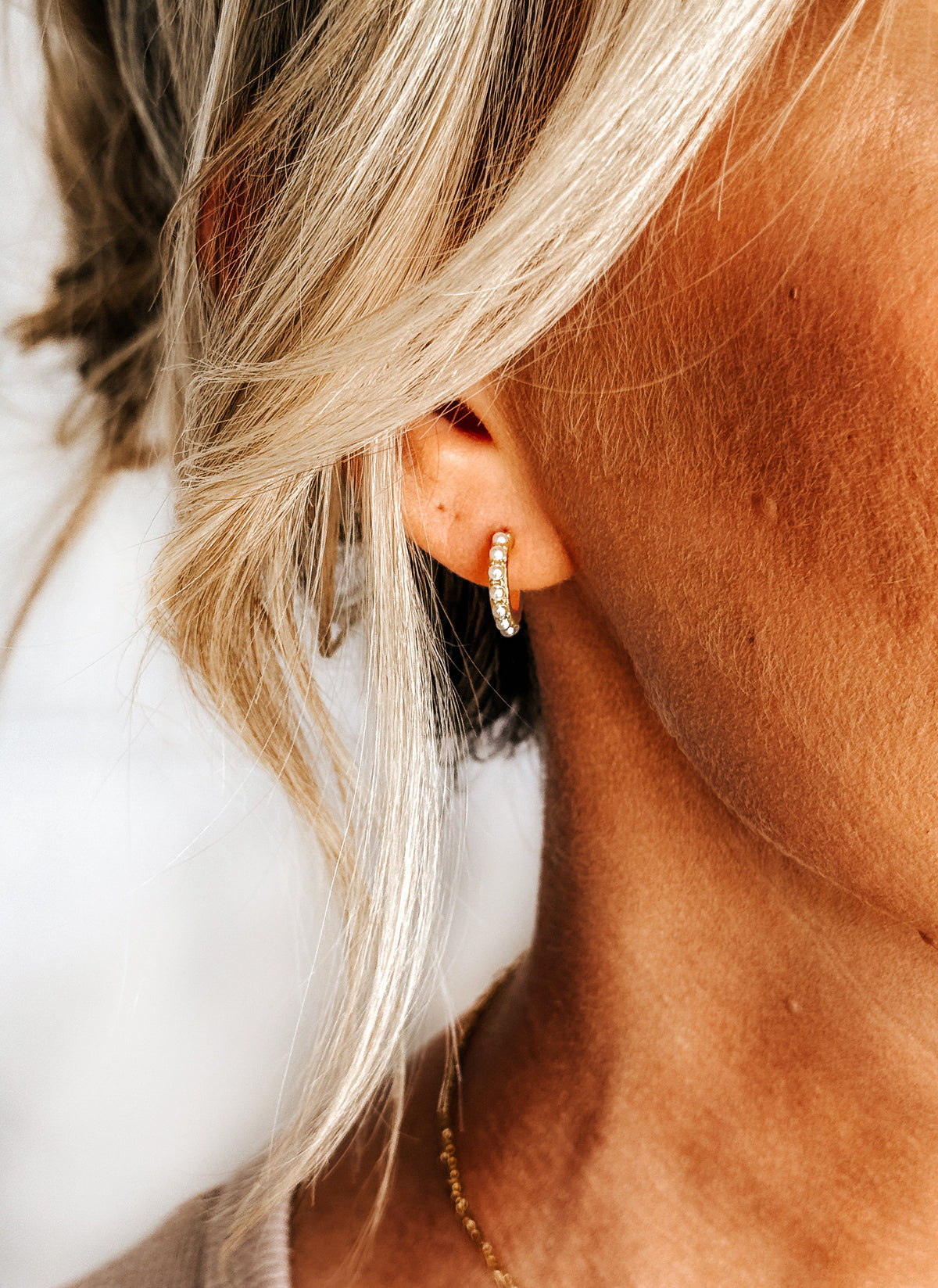 Pearl Huggie Hoop Earrings