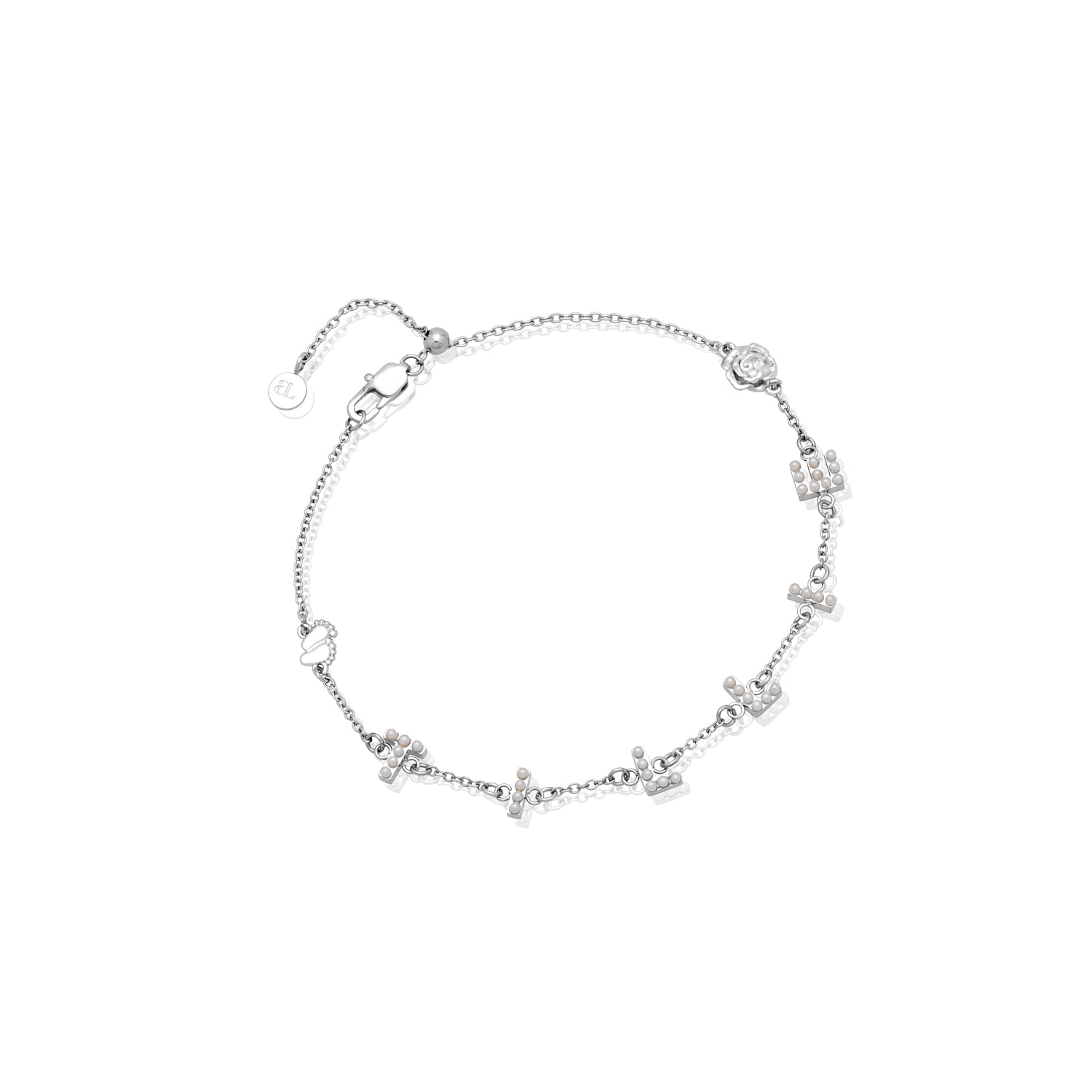 Pearl Custom Name Bracelet (Silver)