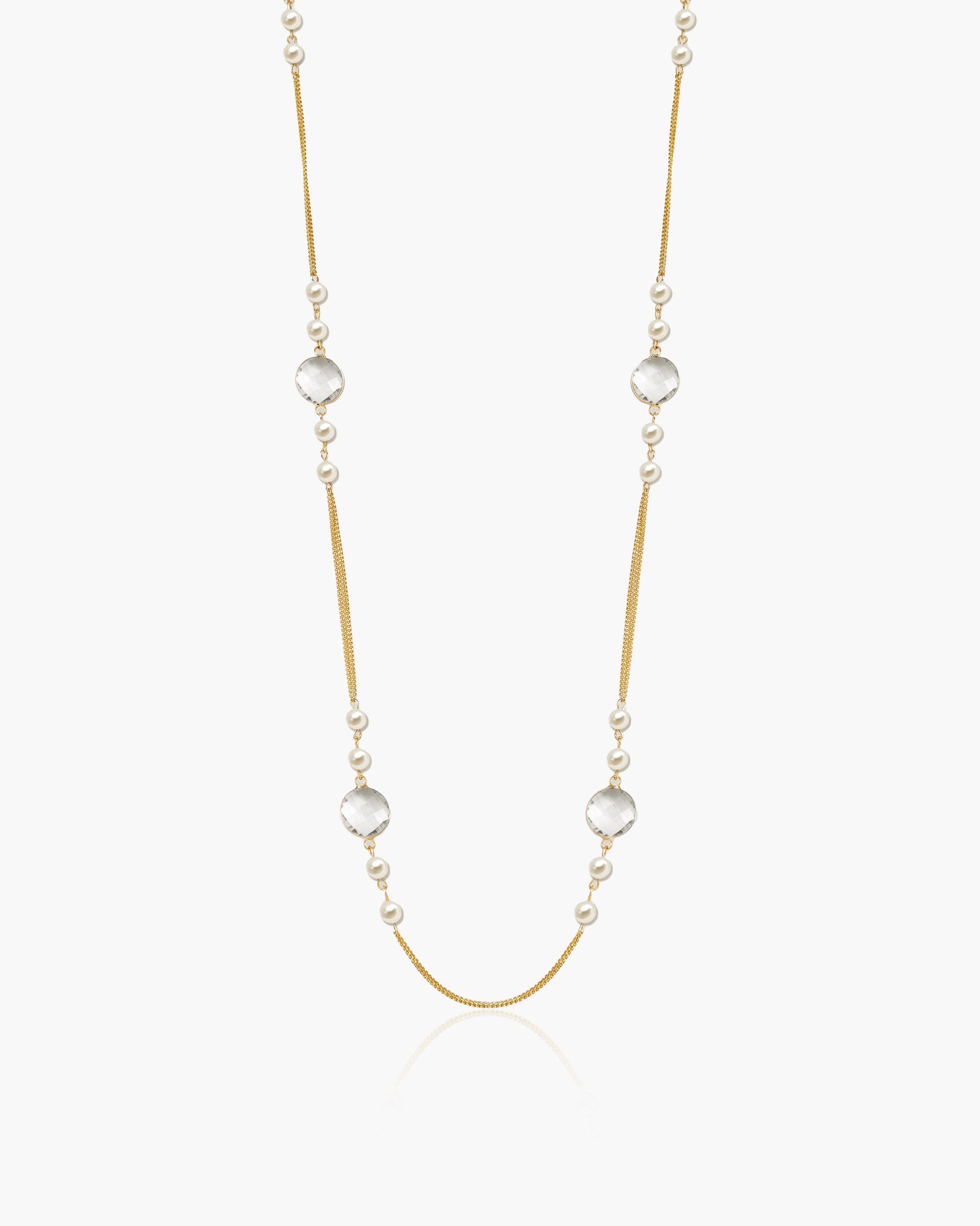 Pearl Cascade Long Station Necklace