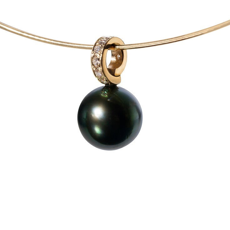 Cirrus Tahitian Pearl Pendant With Front Diamonds