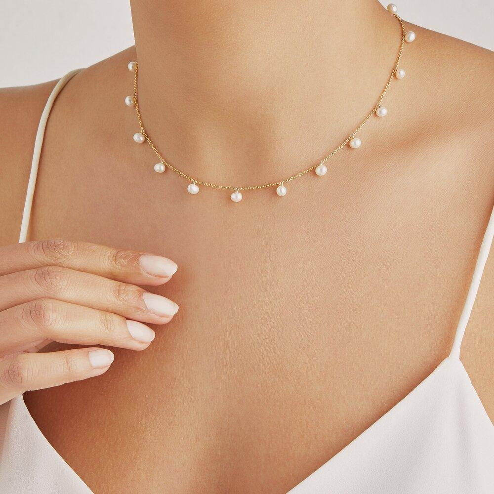 Rose Gold Pearl Drop Choker