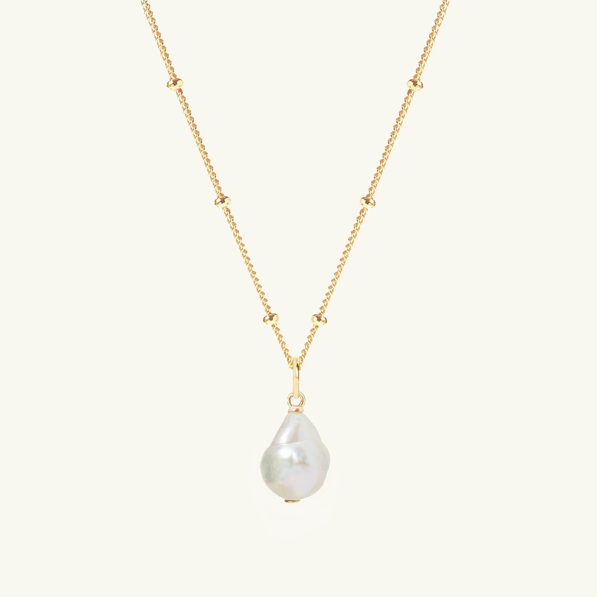 Freshwater Pearl Bead Chain Necklace Gold