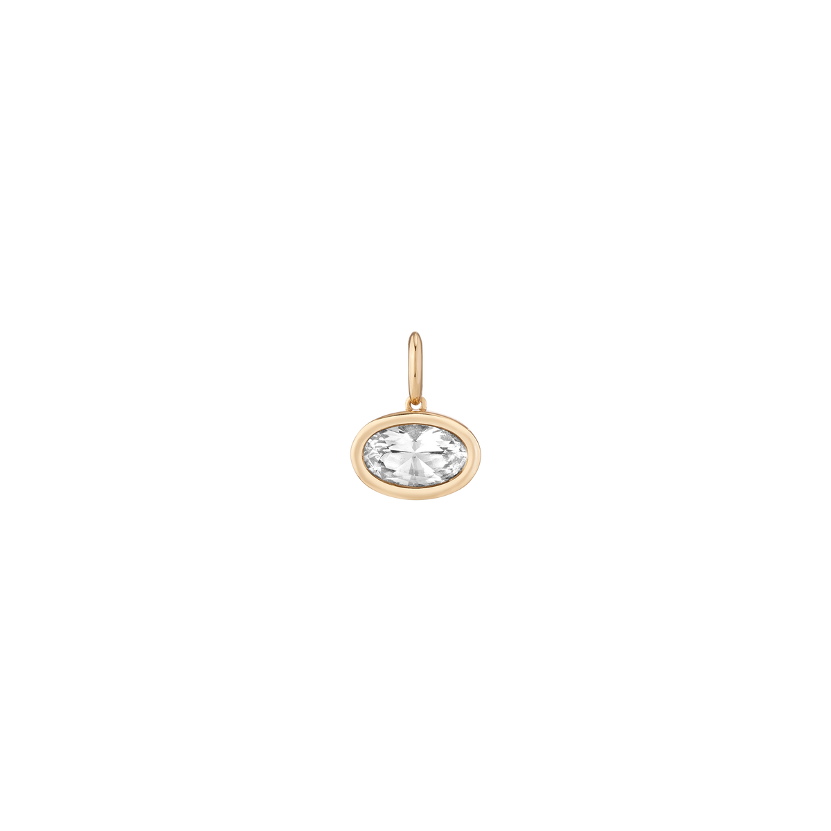 Oval Lab Grown White Sapphire Bezel Pendant