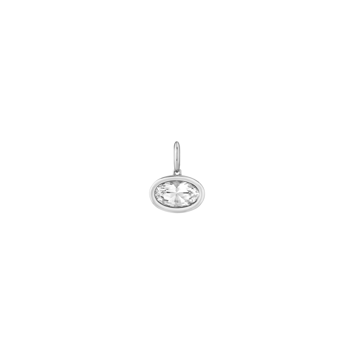 Oval Lab Grown White Sapphire Bezel Pendant
