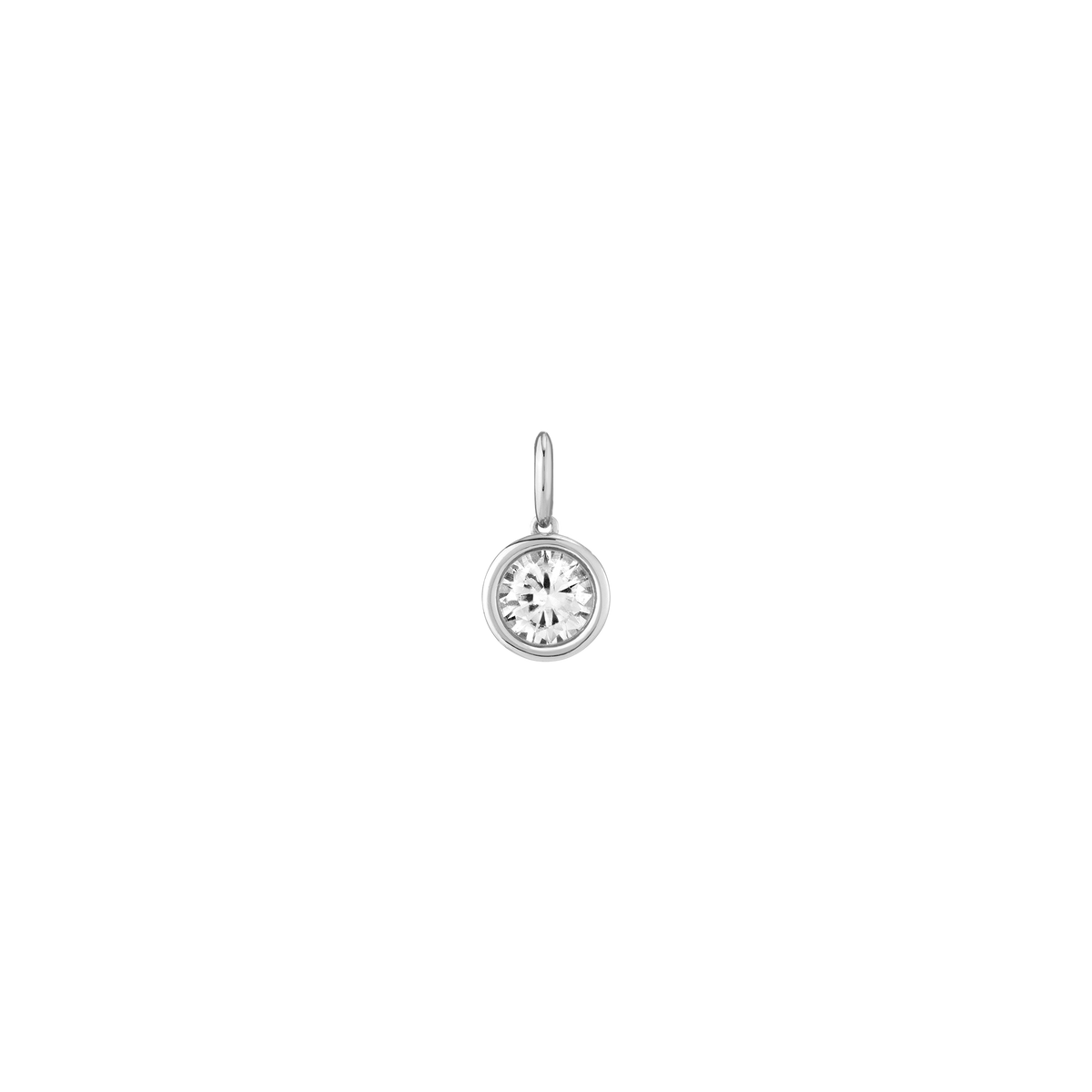 Round Lab Grown White Sapphire Bezel Pendant