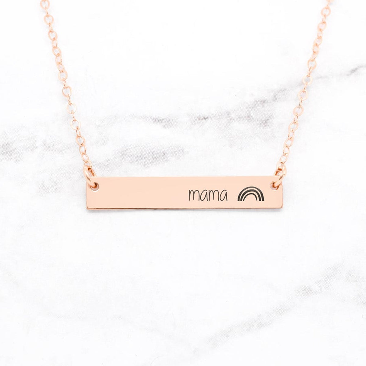 Personalized Rainbow Bar Necklace - Gift For Mom