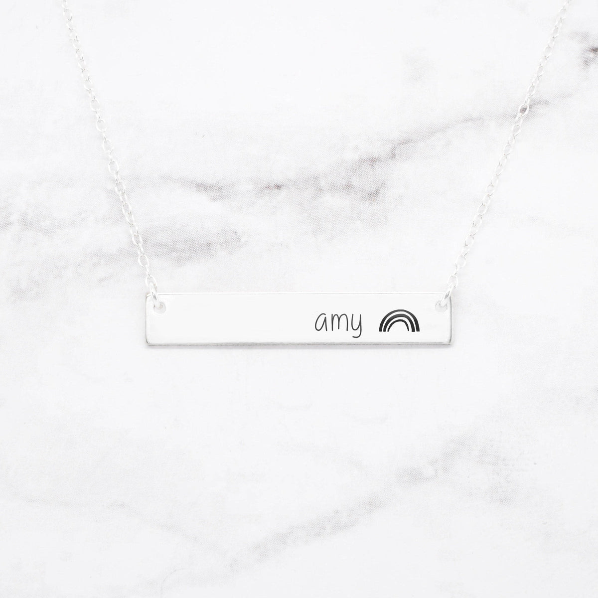 Personalized Rainbow Bar Necklace