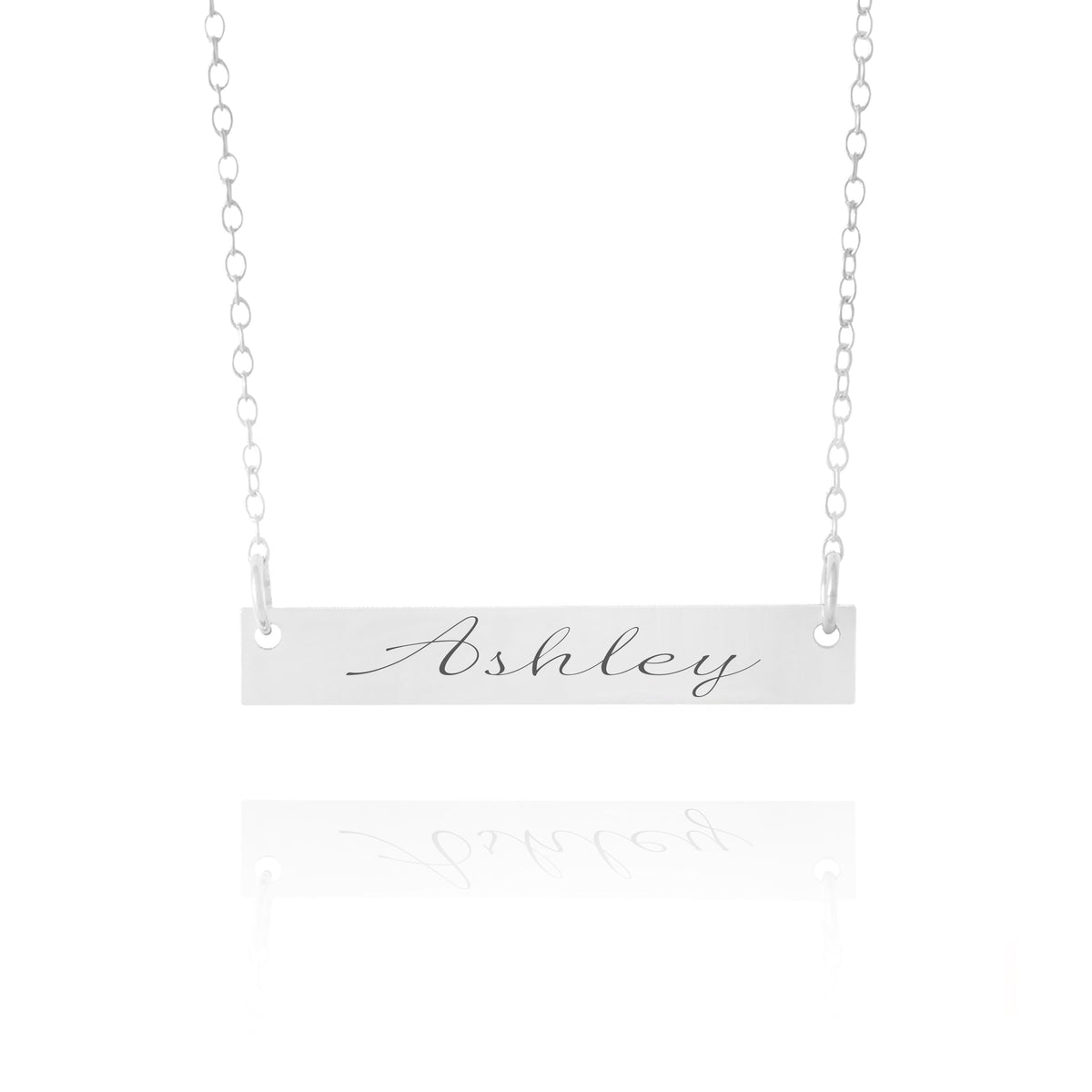 Personalized Name Bar Necklace Silver