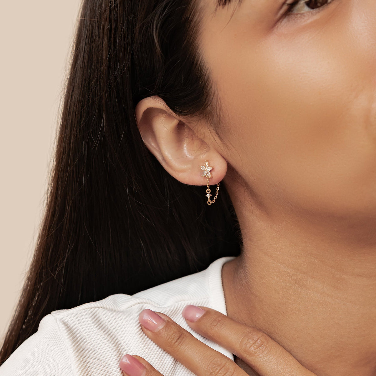 Petal Blossom Chain Earrings Sterling Silver