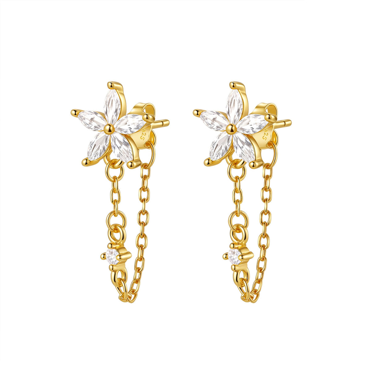 Petal Blossom Chain Earrings Sterling Silver