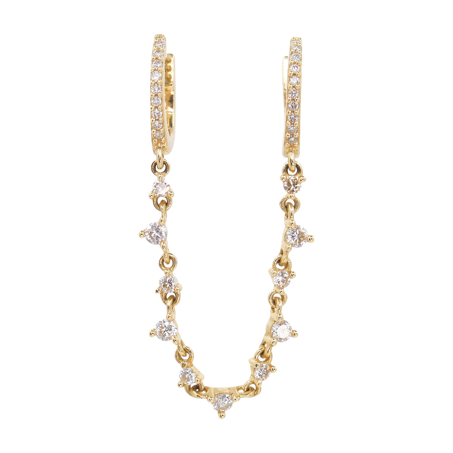 Gold Diamond Double Hoop Connecting Earring