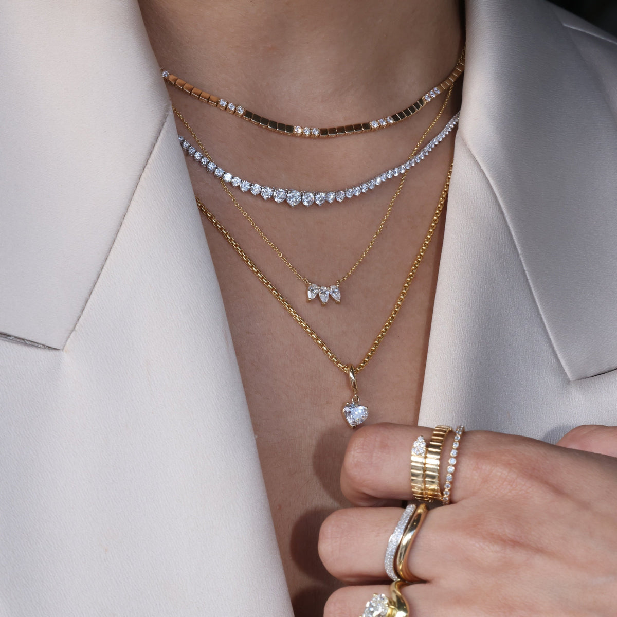 Gold Lab Diamond Riviera Tennis Necklace
