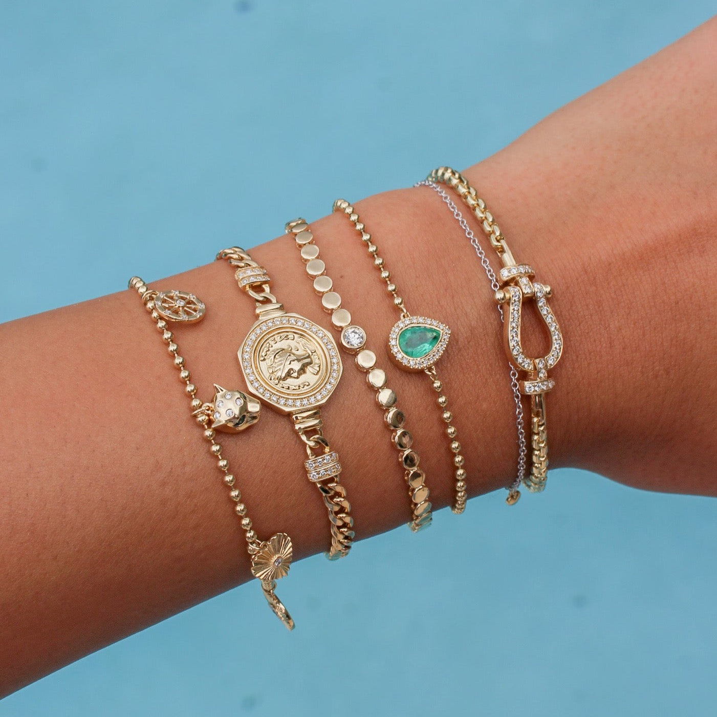 Gold Diamond Ball Bracelet