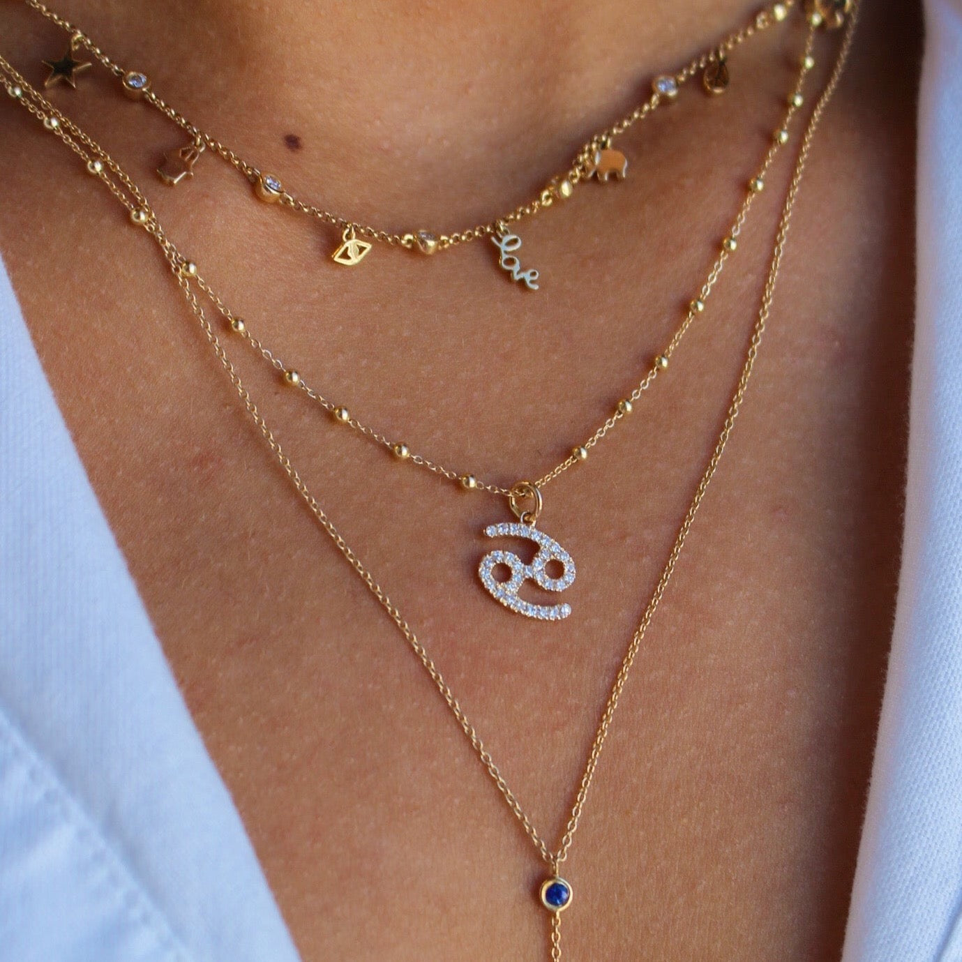 Gold Diamond Zodiac Charm